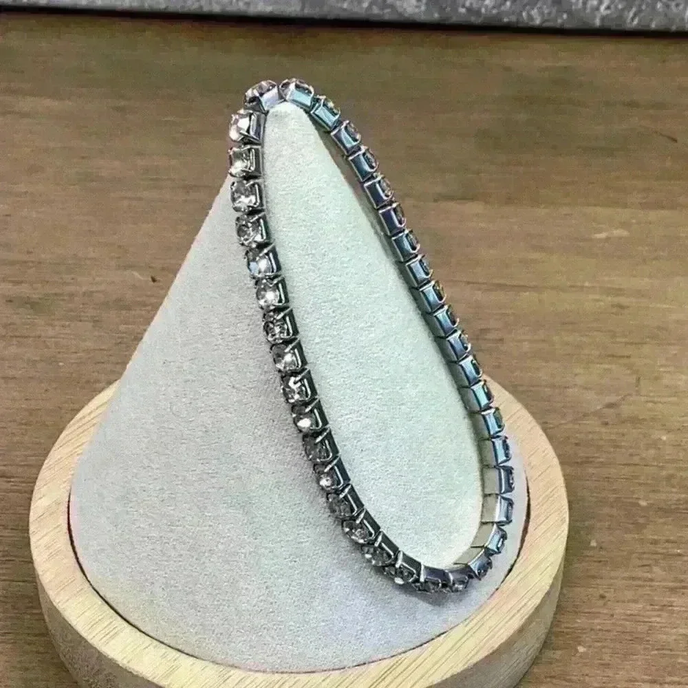 Silver Rhinestone Stretch Bracelet Vintage
